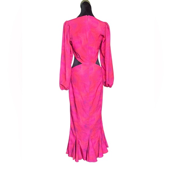 Rhode Chiara Dress Size 6 Lovers Lane Red Cutout Long Sleeve NWT Ruffle Hem - Picture 5 of 8